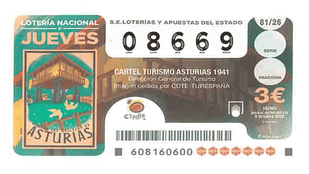 Décimo 08669 del sorteo 81-08/10/2026 Jueves