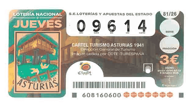 Décimo 09614 del sorteo 81-08/10/2026 Jueves