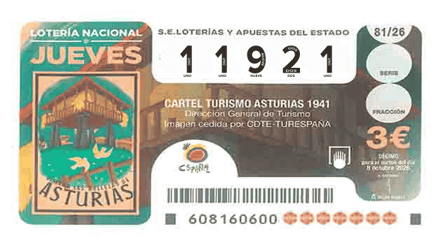 Décimo 11921 del sorteo 81-08/10/2026 Jueves