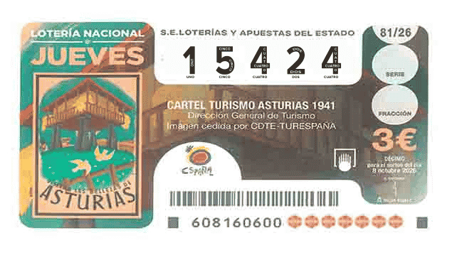 Décimo 15424 del sorteo 81-08/10/2026 Jueves
