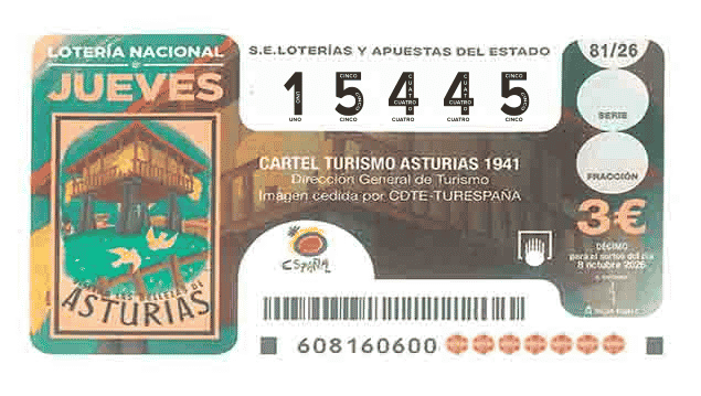 Décimo 15445 del sorteo 81-08/10/2026 Jueves