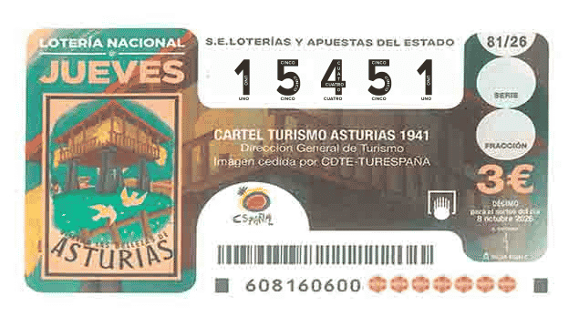 Décimo 15451 del sorteo 81-08/10/2026 Jueves