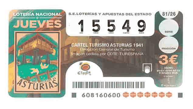 Décimo 15549 del sorteo 81-08/10/2026 Jueves