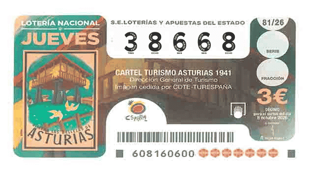 Décimo 38668 del sorteo 81-08/10/2026 Jueves