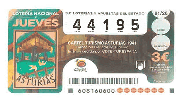 Décimo 44195 del sorteo 81-08/10/2026 Jueves