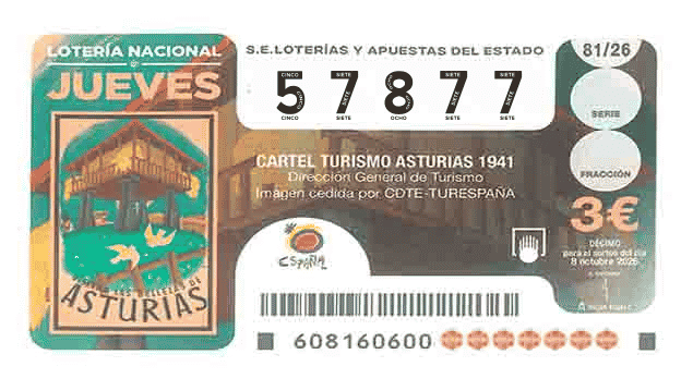 Décimo 57877 del sorteo 81-08/10/2026 Jueves