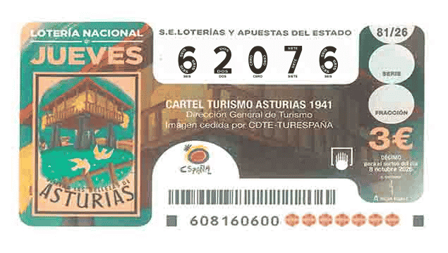 Décimo 62076 del sorteo 81-08/10/2026 Jueves