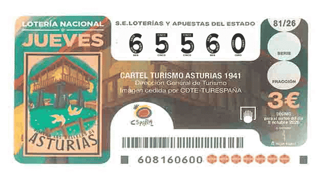Décimo 65560 del sorteo 81-08/10/2026 Jueves