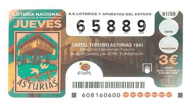 Décimo 65889 del sorteo 81-08/10/2026 Jueves