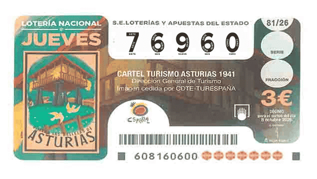 Décimo 76960 del sorteo 81-08/10/2026 Jueves