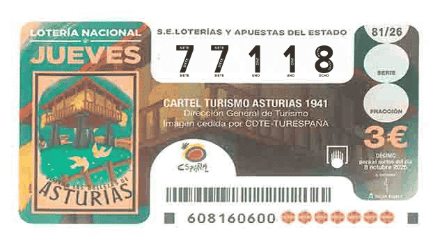 Décimo 77118 del sorteo 81-08/10/2026 Jueves