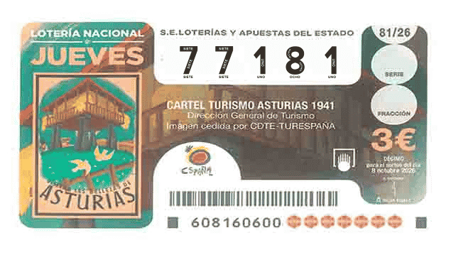 Décimo 77181 del sorteo 81-08/10/2026 Jueves