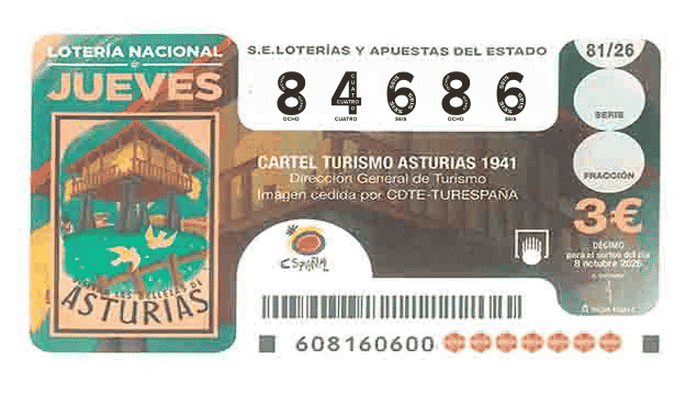 Décimo 84686 del sorteo 81-08/10/2026 Jueves