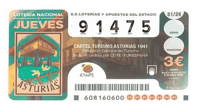 Décimo 91475 del sorteo 81-08/10/2026 Jueves