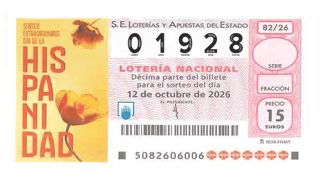 Décimo 01928 del sorteo 82-12/10/2026 Sábado