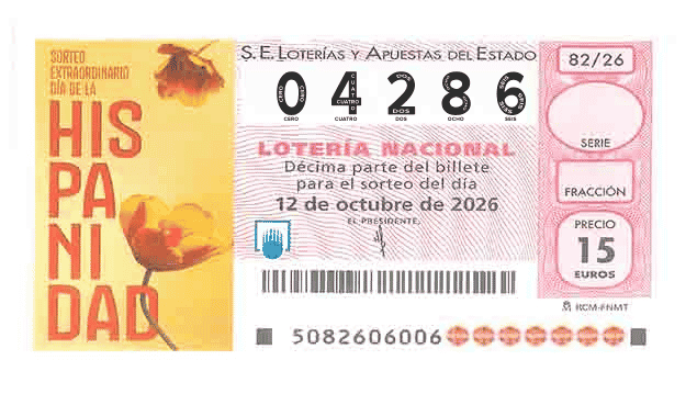 Décimo 04286 del sorteo 82-12/10/2026 Sábado