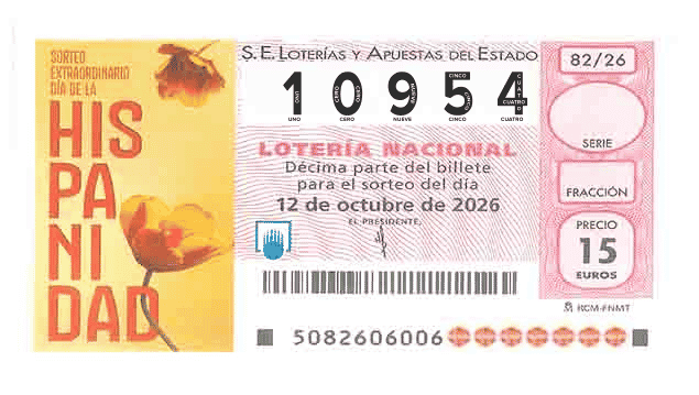 Décimo 10954 del sorteo 82-12/10/2026 Sábado