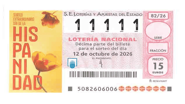 Décimo 11111 del sorteo 82-12/10/2026 Sábado