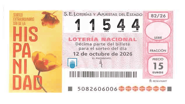 Décimo 11544 del sorteo 82-12/10/2026 Sábado