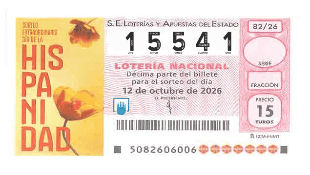Décimo 15541 del sorteo 82-12/10/2026 Sábado