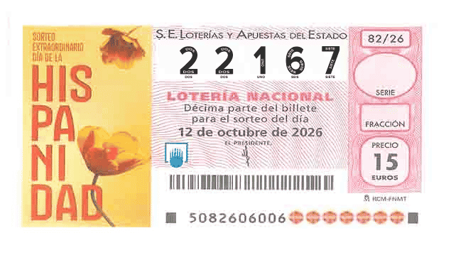 Décimo 22167 del sorteo 82-12/10/2026 Sábado