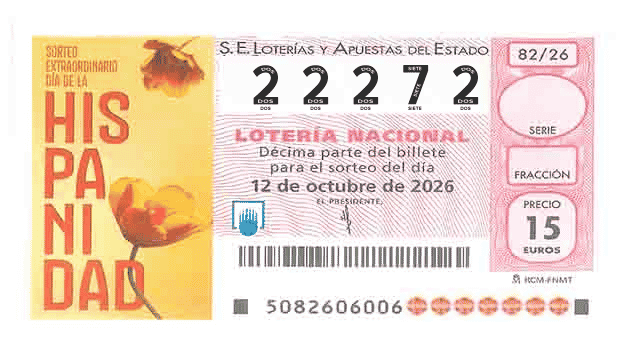 Décimo 22272 del sorteo 82-12/10/2026 Sábado