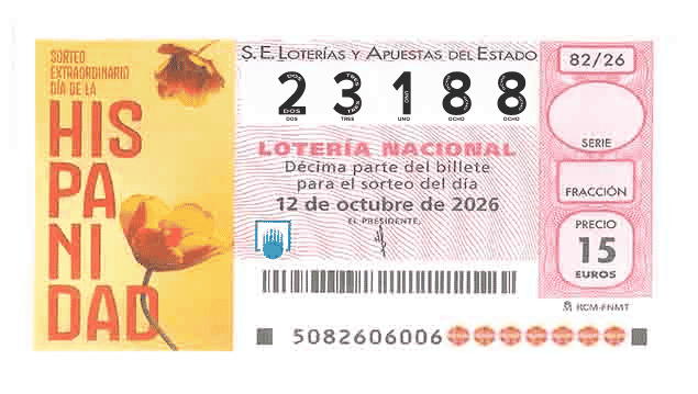 Décimo 23188 del sorteo 82-12/10/2026 Sábado