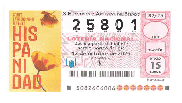 Décimo 25801 del sorteo 82-12/10/2026 Sábado