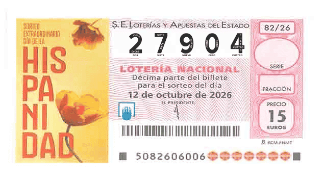 Décimo 27904 del sorteo 82-12/10/2026 Sábado