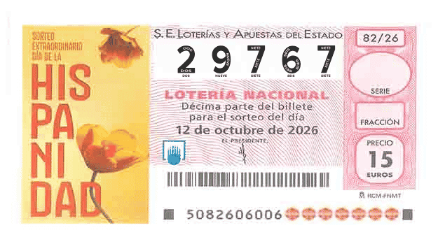 Décimo 29767 del sorteo 82-12/10/2026 Sábado