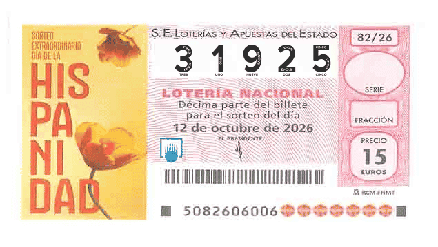 Décimo 31925 del sorteo 82-12/10/2026 Sábado