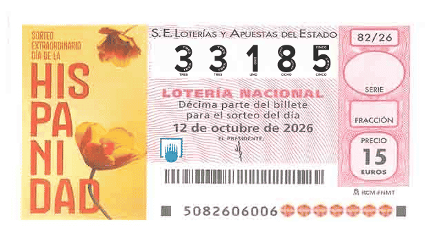 Décimo 33185 del sorteo 82-12/10/2026 Sábado