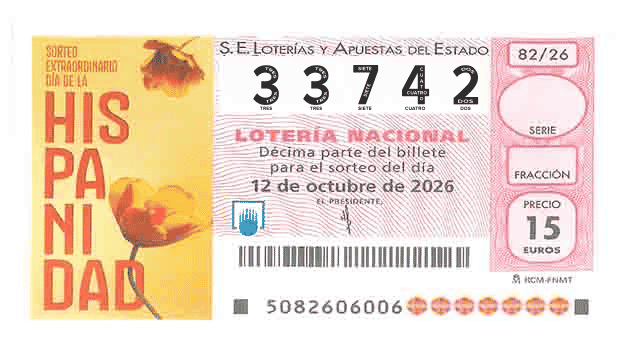 Décimo 33742 del sorteo 82-12/10/2026 Sábado