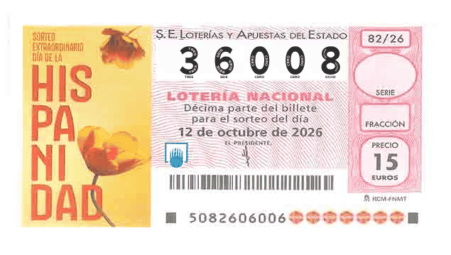 Décimo 36008 del sorteo 82-12/10/2026 Sábado