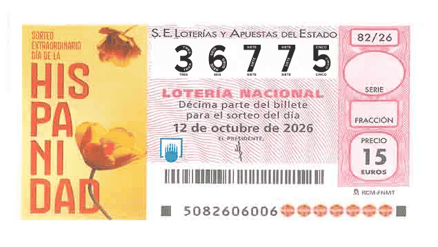 Décimo 36775 del sorteo 82-12/10/2026 Sábado
