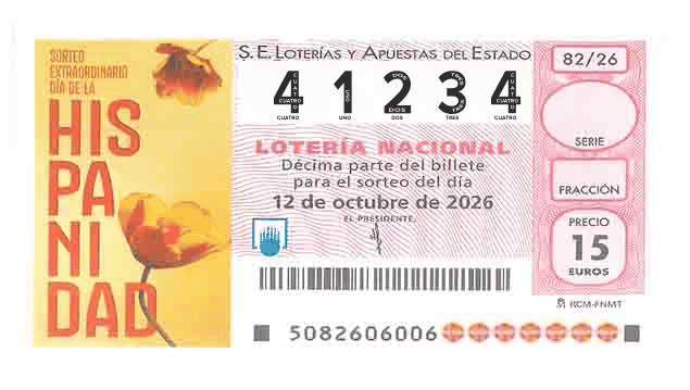 Décimo 41234 del sorteo 82-12/10/2026 Sábado