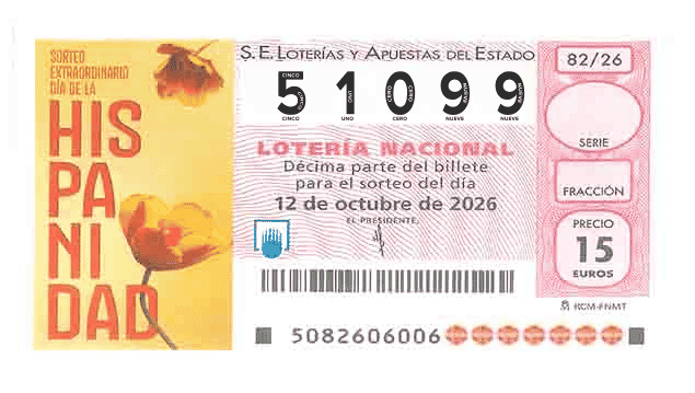 Décimo 51099 del sorteo 82-12/10/2026 Sábado