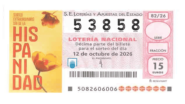 Décimo 53858 del sorteo 82-12/10/2026 Sábado