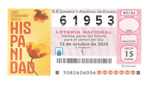 Décimo 61953 del sorteo 82-12/10/2026 Sábado