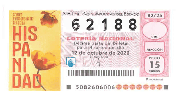 Décimo 62188 del sorteo 82-12/10/2026 Sábado