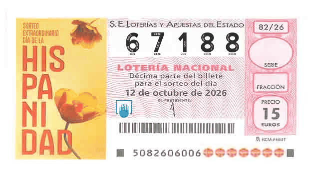 Décimo 67188 del sorteo 82-12/10/2026 Sábado