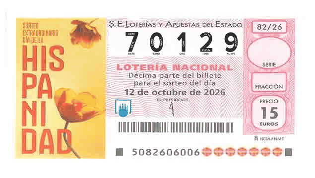 Décimo 70129 del sorteo 82-12/10/2026 Sábado