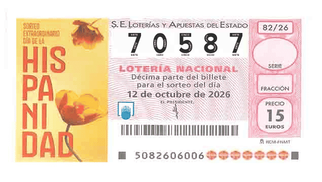 Décimo 70587 del sorteo 82-12/10/2026 Sábado
