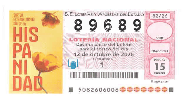 Décimo 89689 del sorteo 82-12/10/2026 Sábado