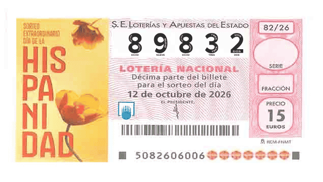 Décimo 89832 del sorteo 82-12/10/2026 Sábado
