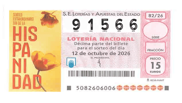 Décimo 91566 del sorteo 82-12/10/2026 Sábado