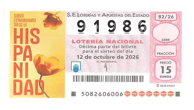 Décimo 91986 del sorteo 82-12/10/2026 Sábado