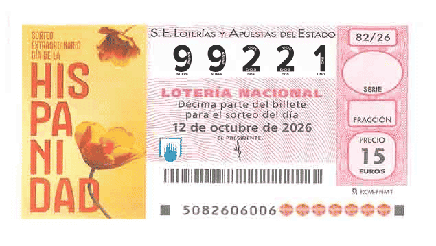 Décimo 99221 del sorteo 82-12/10/2026 Sábado