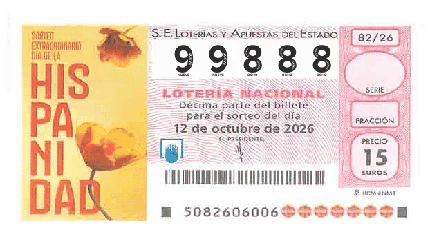 Décimo 99888 del sorteo 82-12/10/2026 Sábado