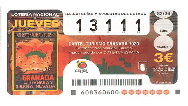 Décimo 13111 del sorteo 83-15/10/2026 Jueves